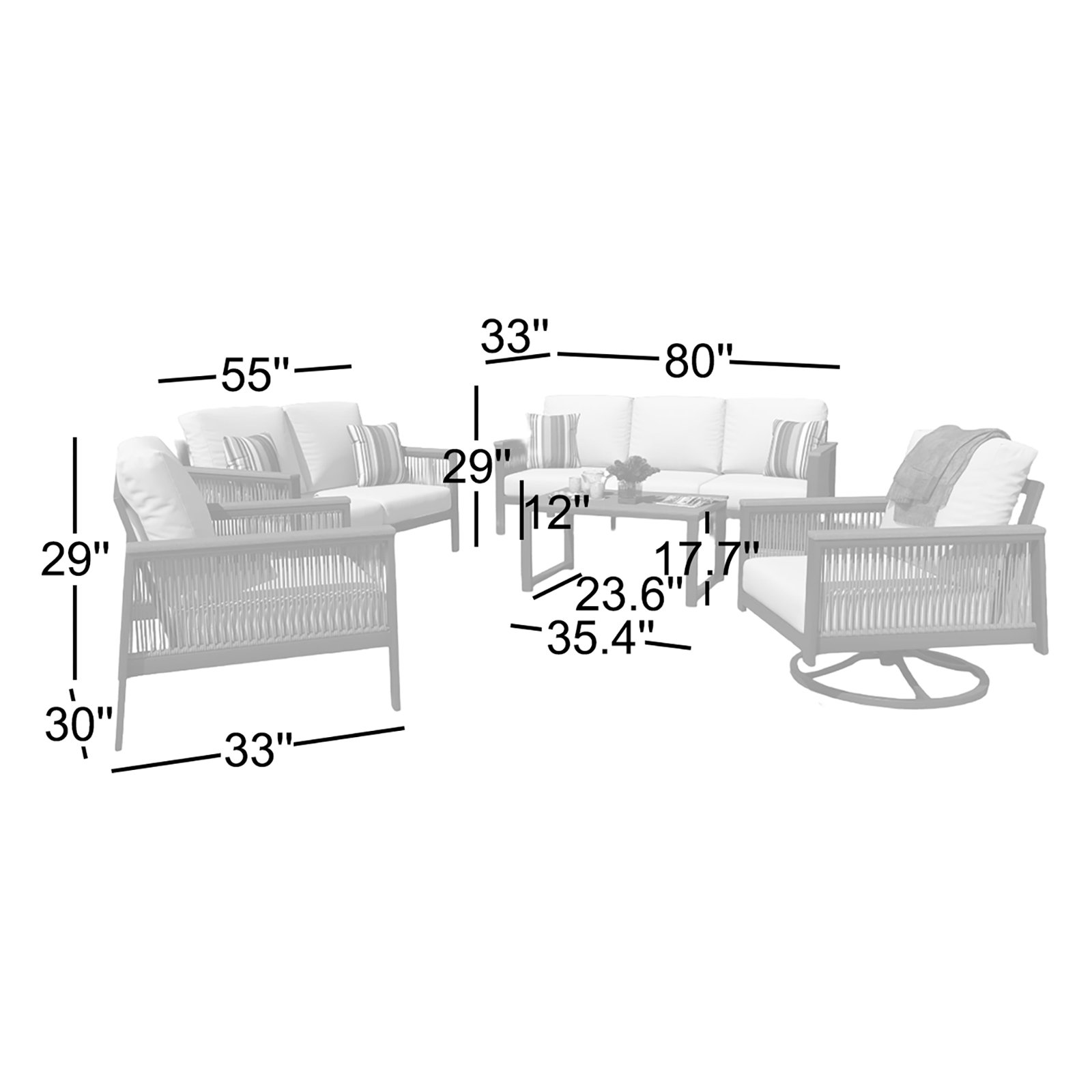 Townsend 7-Person Sunbrella® Patio Seating Group, Cast Silver
