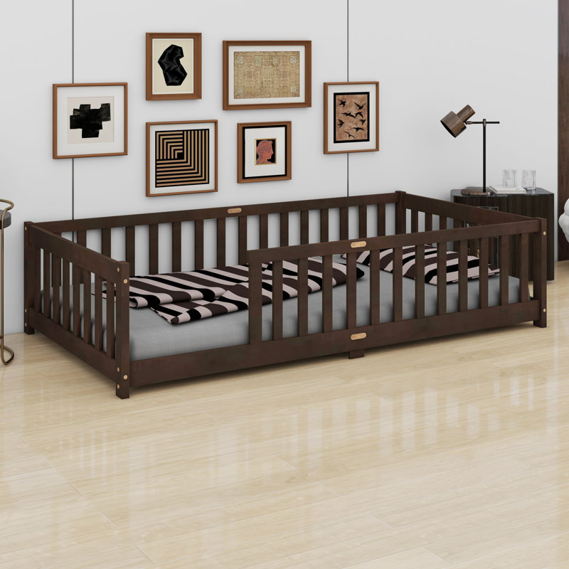 Floor Bed With Fence, Espresso
