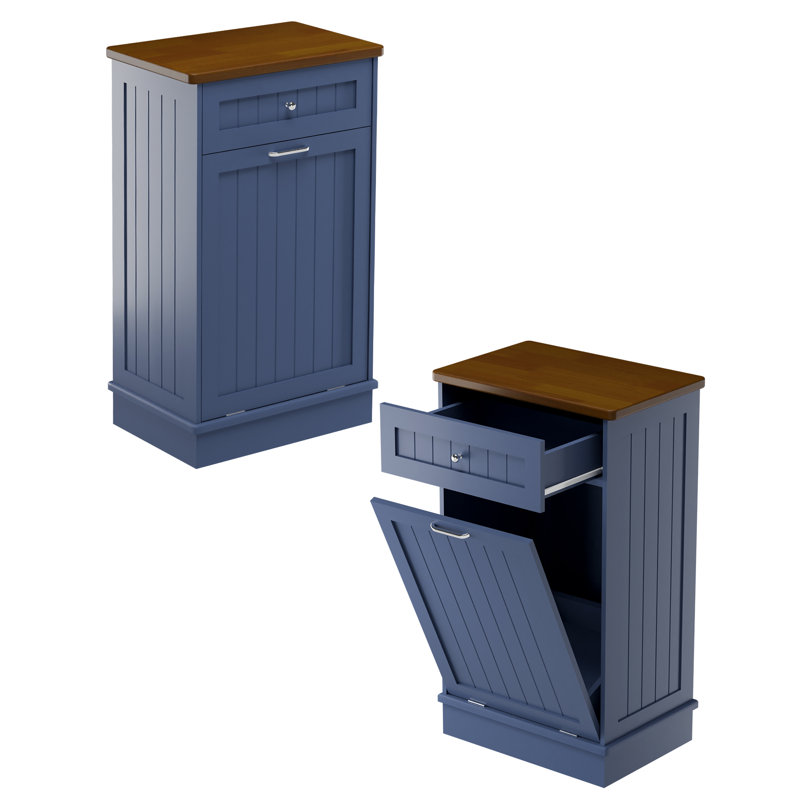 Armoire poubelle inclinable 10 gallons Havant, Bleu / brun foncé