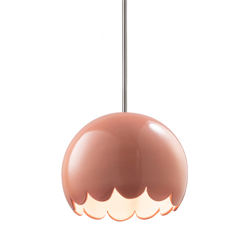 Luminaire suspendu 1 lumière DEL Glora, Chrome poli, Rosé brillant