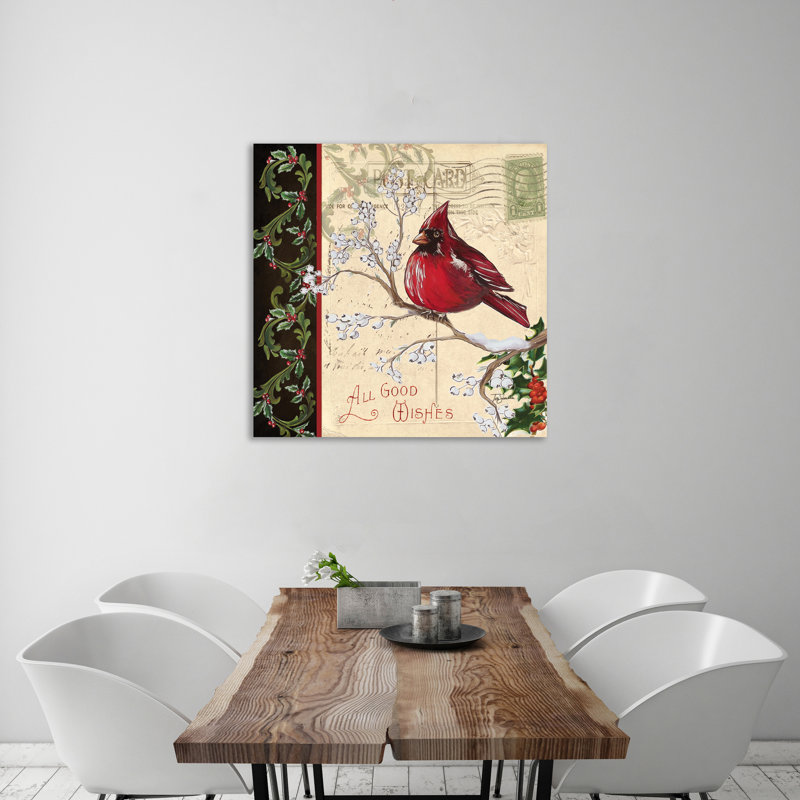 Christmas Birds: Cardinal - Wrapped Canvas Print, 18" H x 18" W x 1.5" D