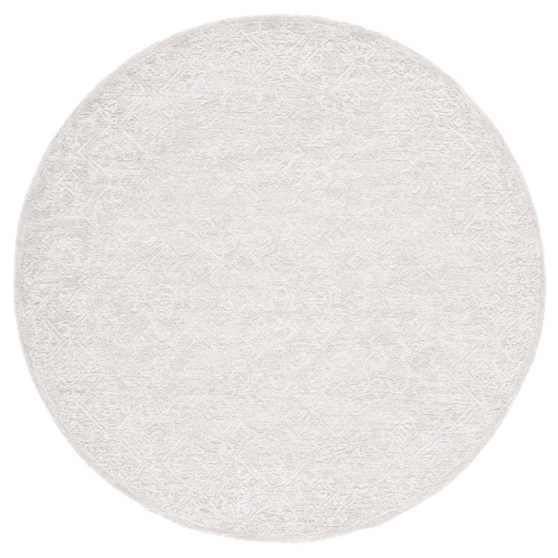 Martha Stewart Hand Tufted Wool/Viscose/Cotton Southwestern Rug in Light Gray/Taupe, Round 6'