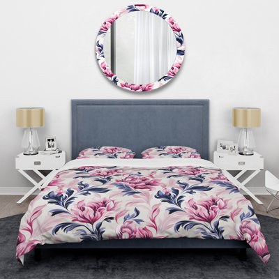 Ensemble de housse de couette rose et bleu Love Ikat