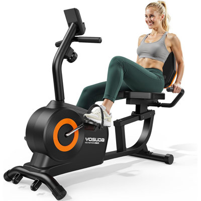 FED Fitness Yosuda Series RE1 Recumbent Exercise Bike, 350 lb Capacity, 16 Resistance Levels, LCD Monitor for Home Use
