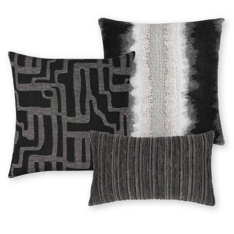 Luxe Sunbrella® Lumbar Rectangular Outdoor Throw Pillow Cover & Insert by Elaine Smith, Charcoal