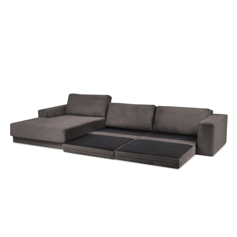 Donatella 6 Seater Sofa Bed, Brown Corduroy, Left Hand Facing