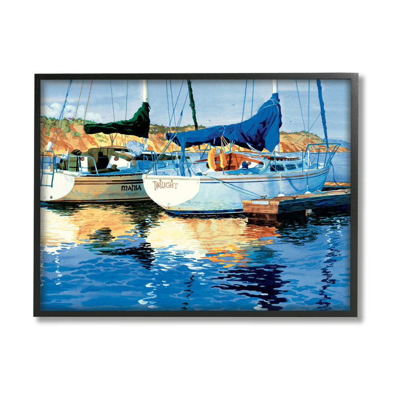 Bateaux à quai de la marina par Robin Altman, Giclée encadrée noir minuit, H 11 po x l 14 po x P 1,5 po