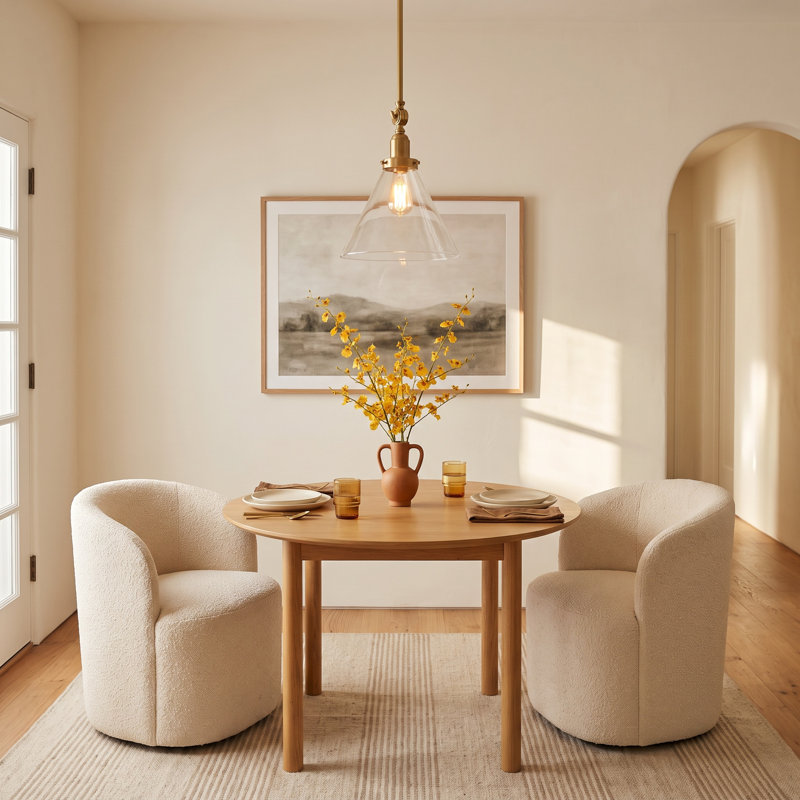 Catalina 1-Light Dimmable Hand Blown Glass Cone Pendant, Warm Brass