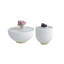 Table de bout moderne avec plateau en cuir fritté et plateau en cuir avec base en métal, table d'appoint luxueuse pour le salon (chaque plateau a un motif unique)-1650209961