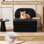 Canapé-lit futon capitonné pliable avec support pour le dos, taille simple, velours côtelé-591291747
