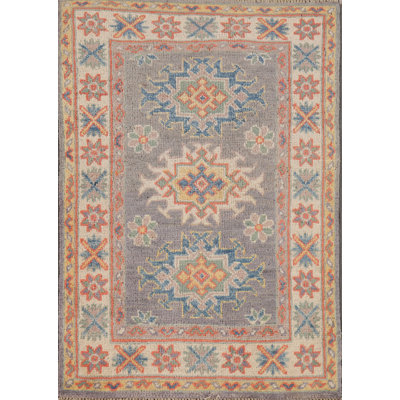 Tapis gris géométrique Kazak