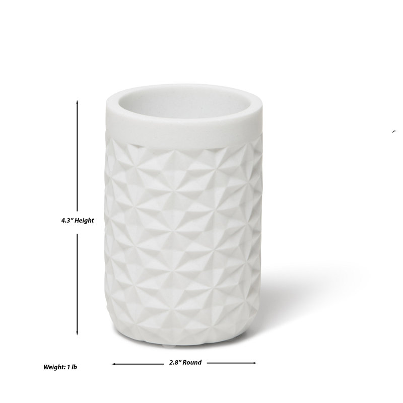 White Quilted Resin Bathroom Tumbler