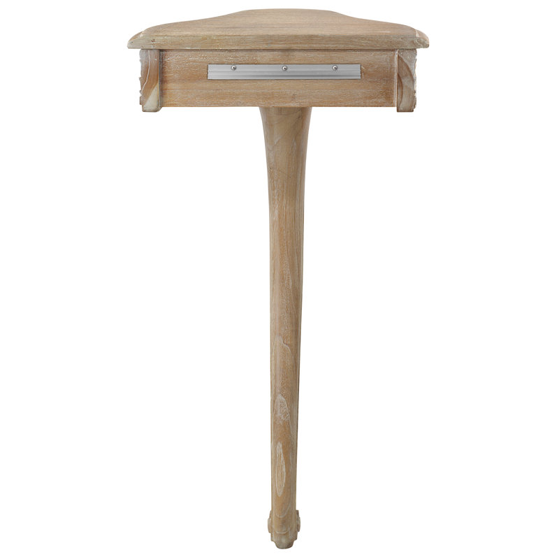 Petite Louis XV Whitewashed Wood Wall-Mounted Console Table