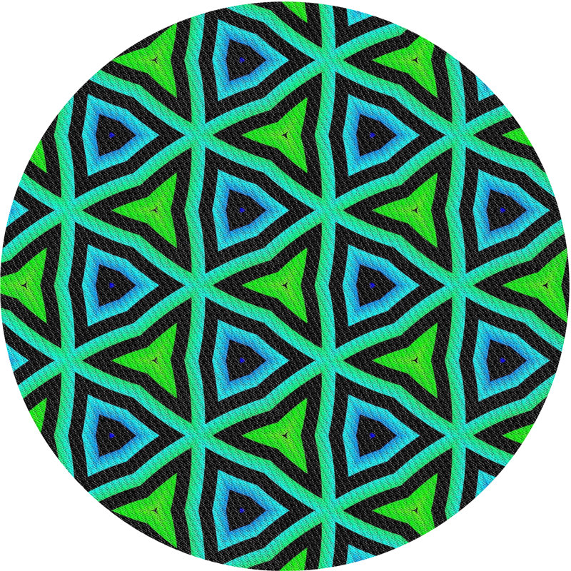 Tapis vert/bleu à motifs Donnelle, Rond 6 pi