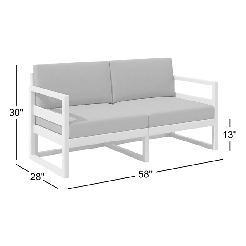 Lane 58'' Wide Straight Loveseat with Cushions, Canvas Charcoal Sunbrella® Canvas, Taupe