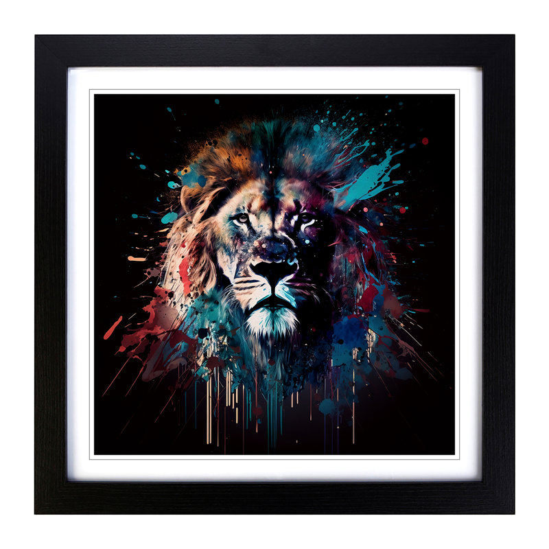 Lion - Framed Print, Black