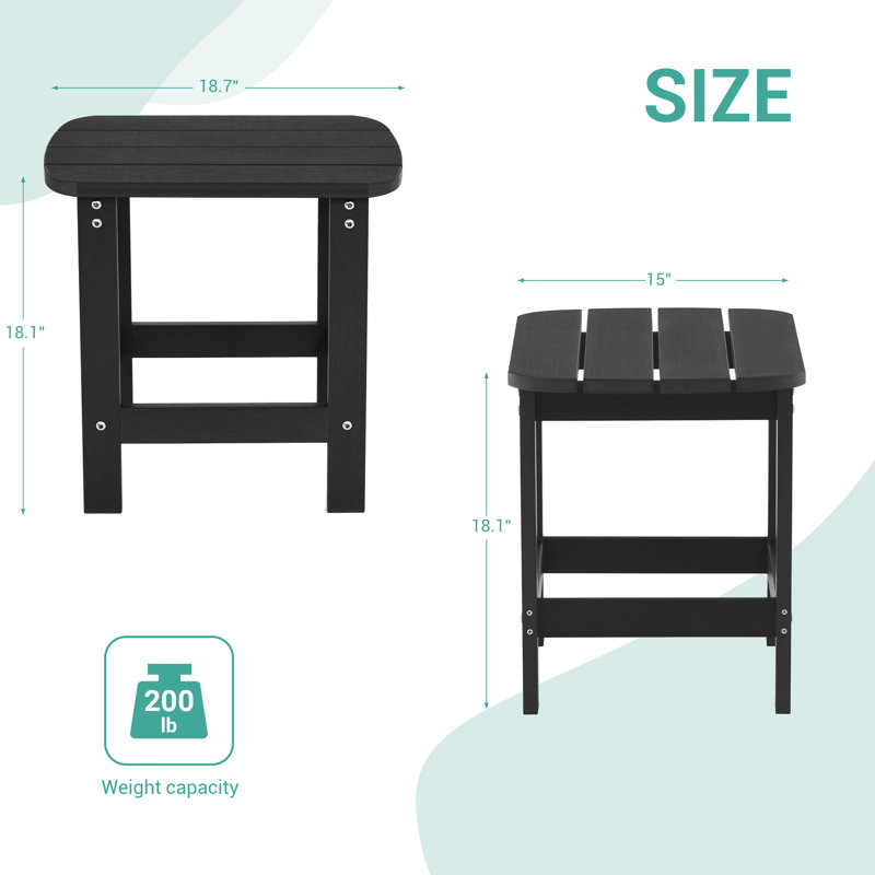 Table d'appoint d'extérieur, table basse Adirondack, Noir