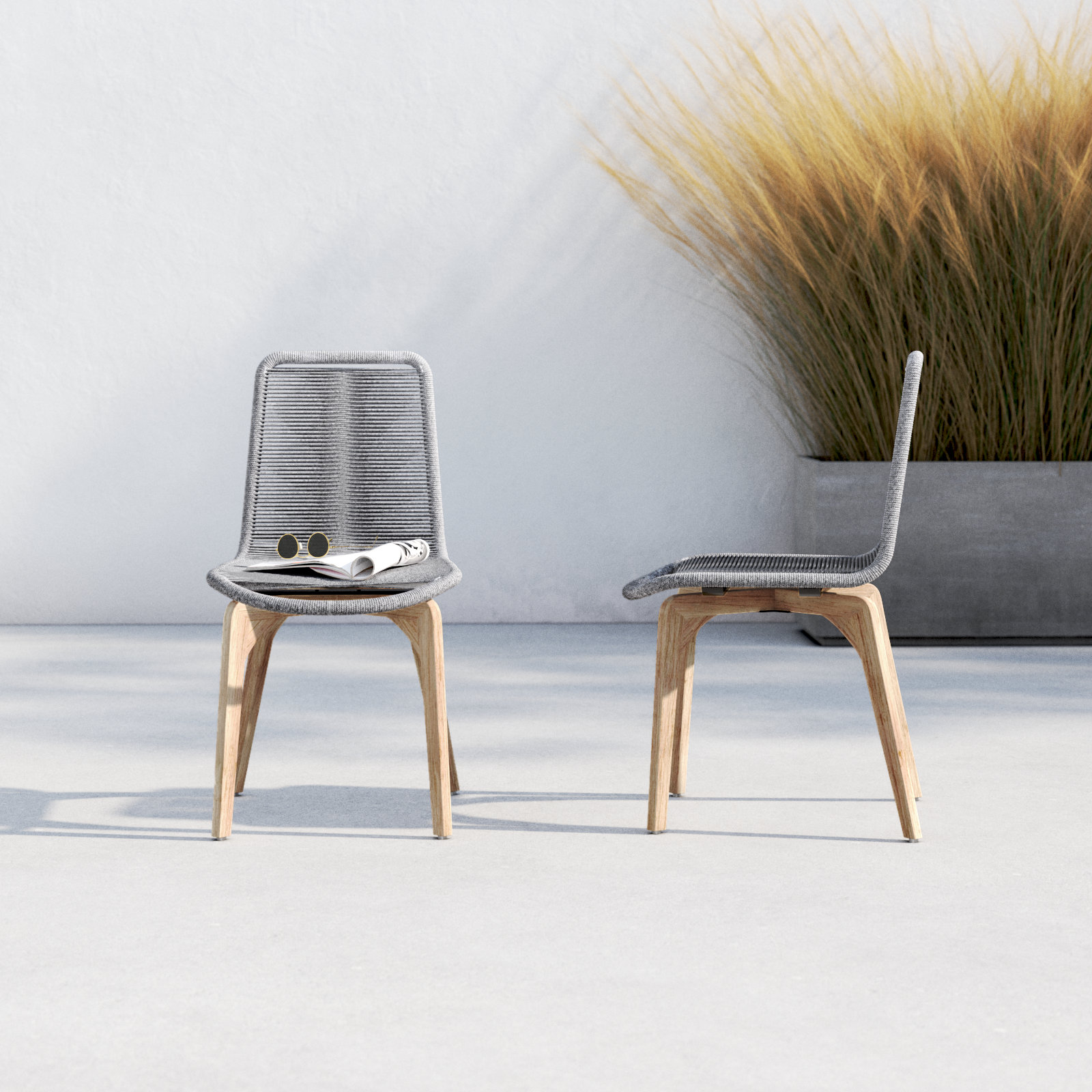 Kitty Eucalyptus Patio Side Chair, Gray, Teak