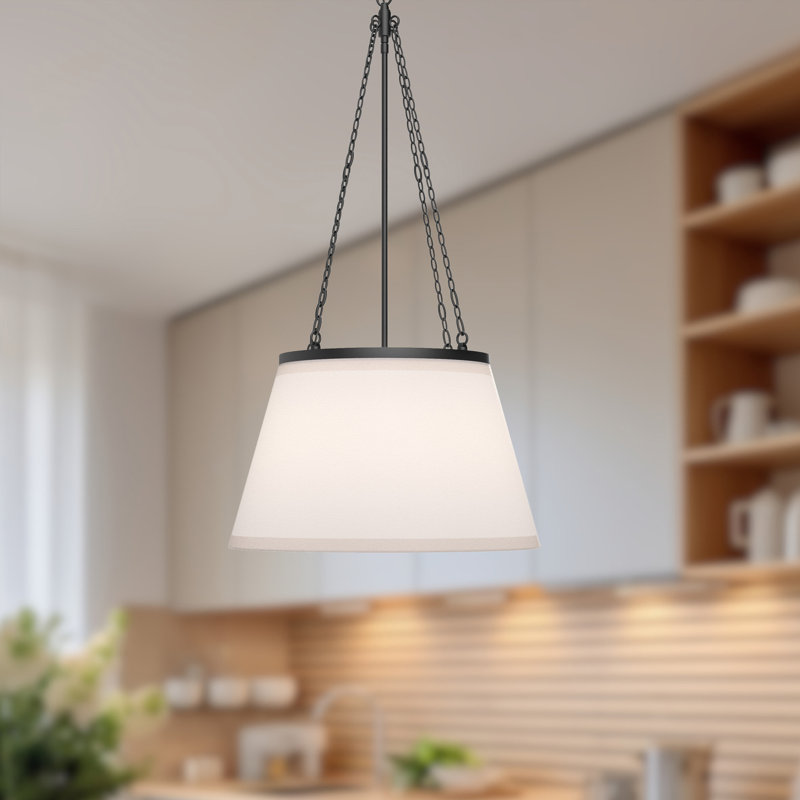 Luminaire suspendu géométrique Speakeasy, Noir mat / lin blanc