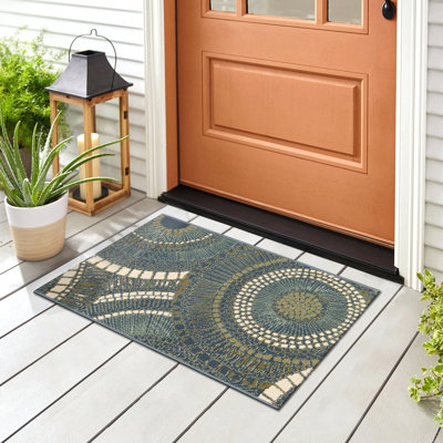 Lygia Abstract Synthetic Non-Skid Kitchen Mat
