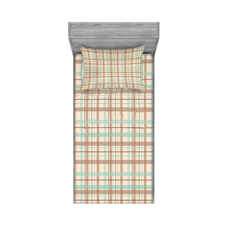 Ensemble de draps à damier écossais, Ensemble de draps pour lit simple avec drap-housse