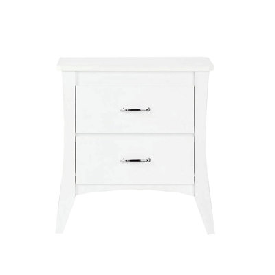 MDF Wooden Nightstand With Two Drawers In White Finish