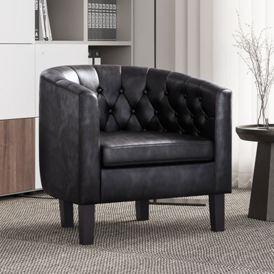 Zeniyah 28.25 Wide Faux Leather Barrel Chair
