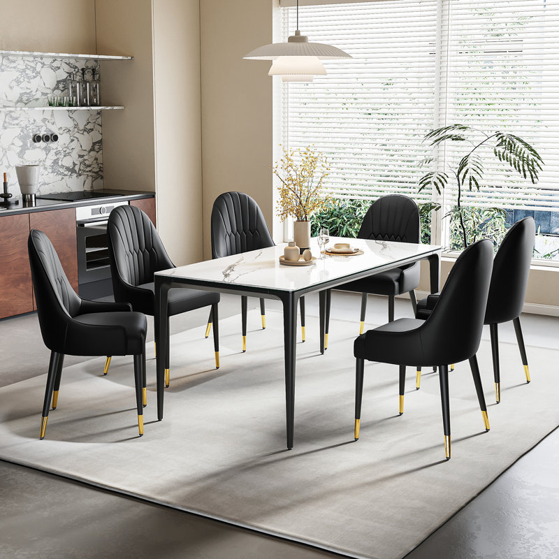 Rectangular 62.99'' L X 31.5'' W Dining Set, 7 Pieces: Table, 6 Chairs