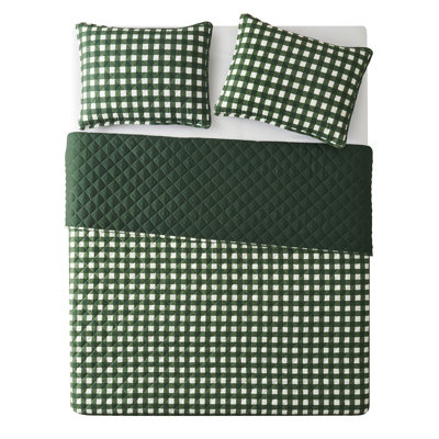 VCNY Home Gingham Microfiber Quilt Set