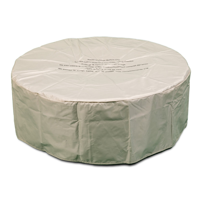 Aleidy Round Polyresin Propane Smokeless Fire Pit, Faux Light Stone