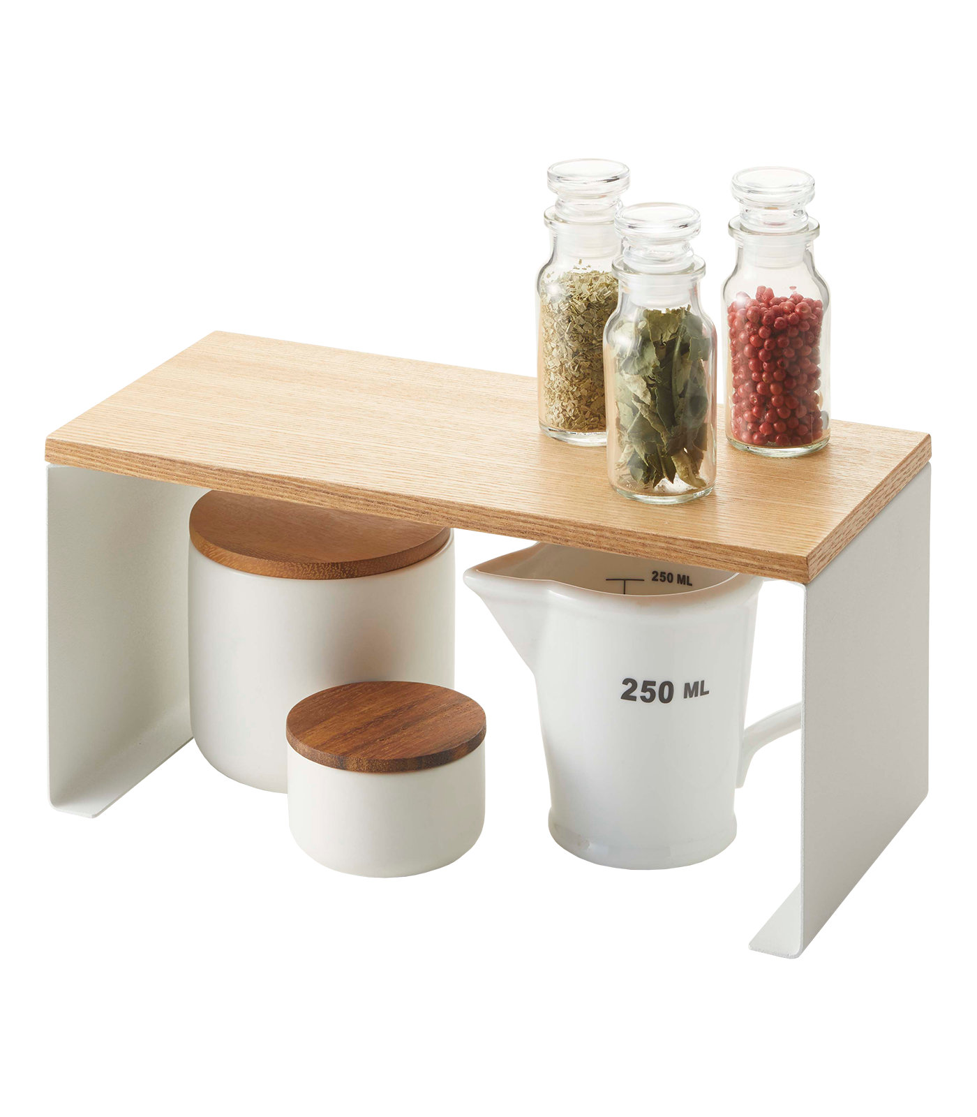Tosca Yamazaki Home Wood-Top Stackable Kitchen Rack, Modern Counter Shelf Organizer, 5.7" H x 12" W x 5.5" D