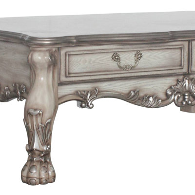 Bone White Coffee Table With 70Lbs Weight Capacity On Top Vintage Resin Wood