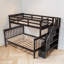 Lit superposé en bois avec escalier de rangement-651231500-671270621