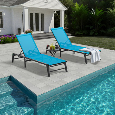 Chaise longue d'extérieur sans assemblage, ensemble de 2 chaises d'extérieur en aluminium, chaise longue de piscine à dossier ajustable et à dossier réglable