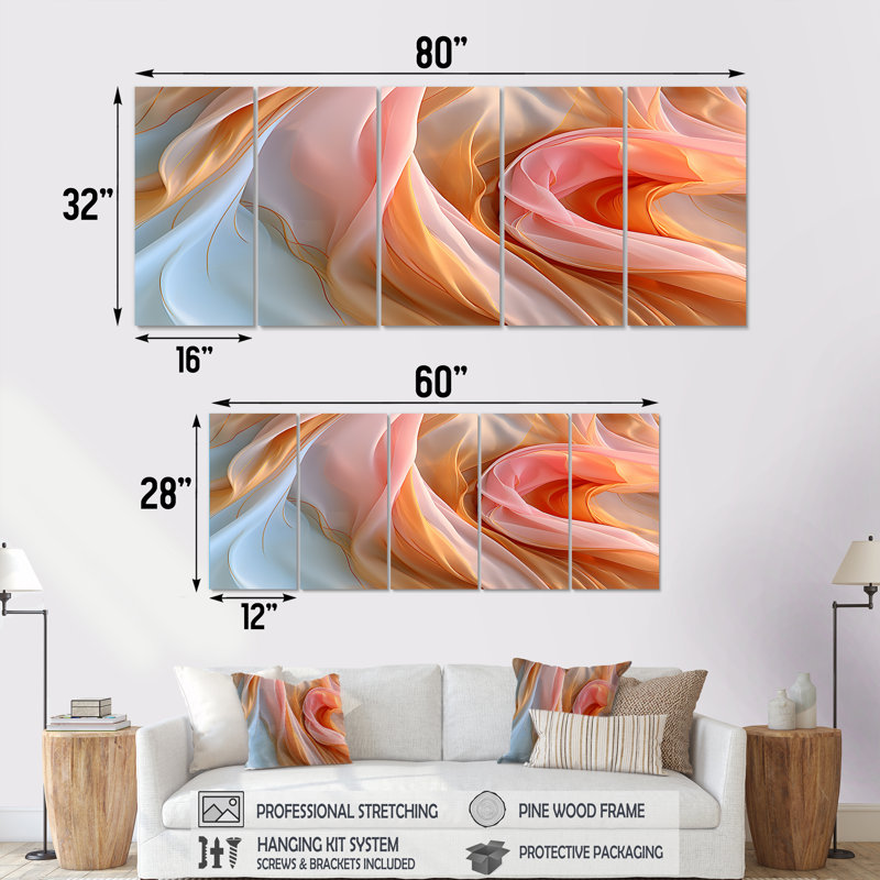 5 pièces d'art mural, H 32 po x l 80 po