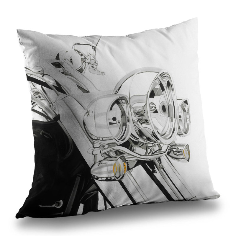Motorcycle Light Vintage Man Poly Twill Throw Pillow - Home Decor
