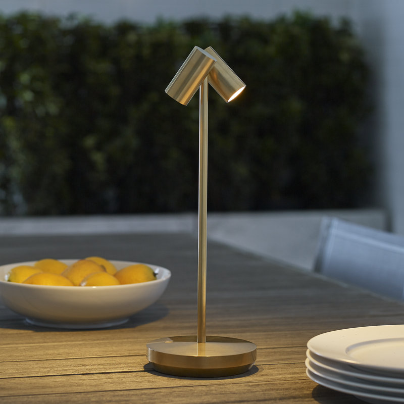 Doppia Accent Rechargeable Table Lamp, Natural Brass