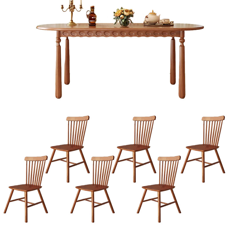 Ensemble de table de salle à manger ovale en buis, H 29,53 po x L 62,99 po x l 31,5 po