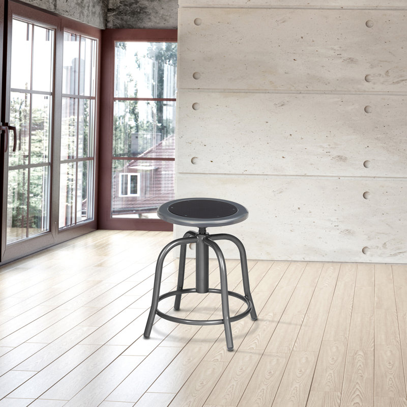 Tabouret pivotant Vince avec siège en acier, noir, Gris, Noir