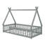 Lit simple en bois en forme de tente avec garde-corps-755344753