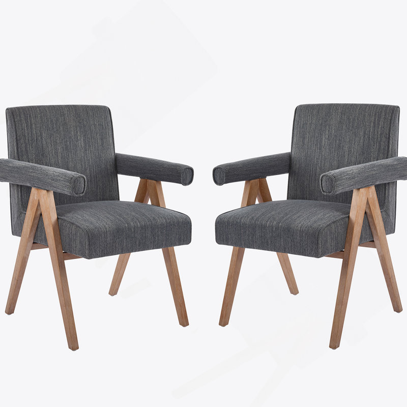 Fauteuil de salle à manger en tissu Poppy, Gris anthracite