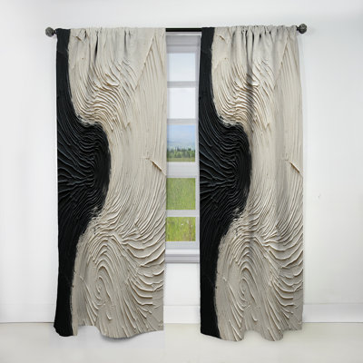 Minimalism Black And White Paint Reunion - Nautical Blackout Coastal Curtain - 1 Panel