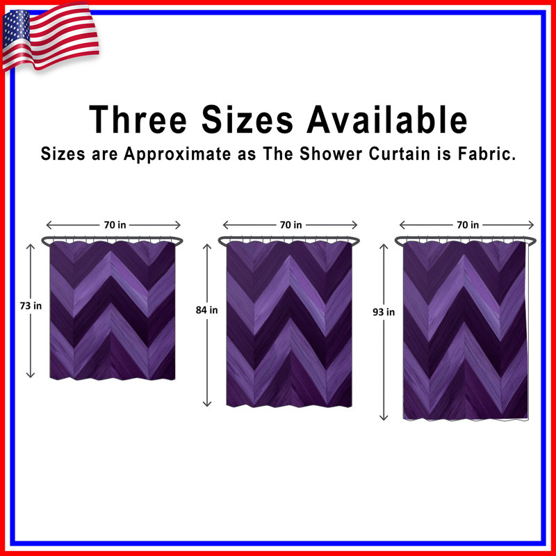 Rideaux de douche mauve à motif de chevrons très longs, L 70 po x H 84 po
