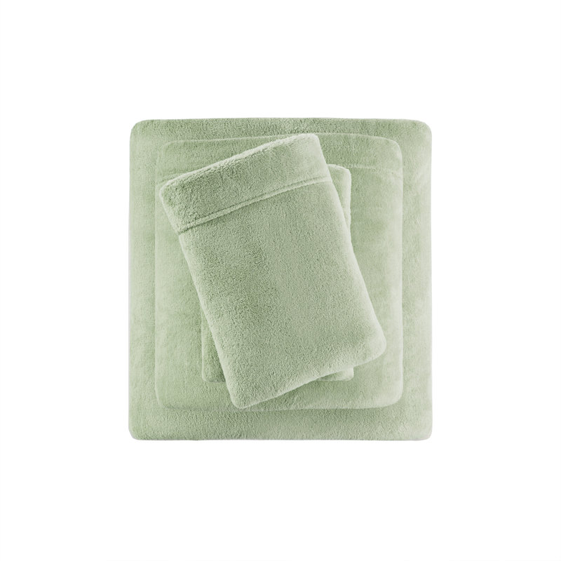 Soloft Plush Micro Plush Microfiber Sheet Set, King Sheet Set with 2 Pillowcases, Green