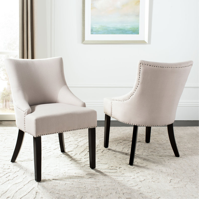 Bronte-May Tufted Upholstered Side Chair, Taupe, Espresso