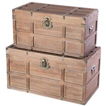 World Menagerie Prem 2 Piece Leather Vintage Trunk & Reviews