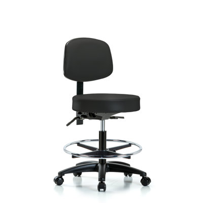 Monserrat Backed Adjustable Height Ergonomic Lab Stool with Footring Pedestal Base