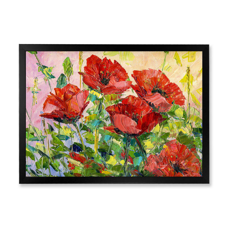 Fleur de coquelicot - peinture sur toile encadrée, Cadre photo noir, H 8 po x l 12 po x P 1 po