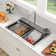 31 in. Waterfall Drop-In Kitchen Sink 16 Gauge Stainless Steel Multifunction Single Bowl Kitchen Sink with Ledge Workstation and Faucet Combo