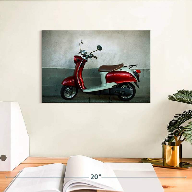 Parked Retro Scooter, 8" H x 12" W